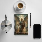 spiral-notebook-white-front-68b5a62565a36.jpg Guardian Angel spiral notebook Christian prayer journal 140 dotted pages – Sean Williams Designs