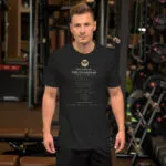 unisex-staple-t-shirt-black-heather-front-69f87eb4685d1.jpg Oath of the Guardian Christian faith t-shirt, black Bella Canvas 3001 with full front Guardian Collection print