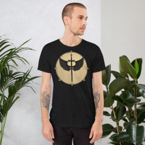 unisex-staple-t-shirt-black-heather-front-69f9c865945bc-1.jpg Premium Christian T-Shirt | The Oath of the Guardian — Guardian Collection